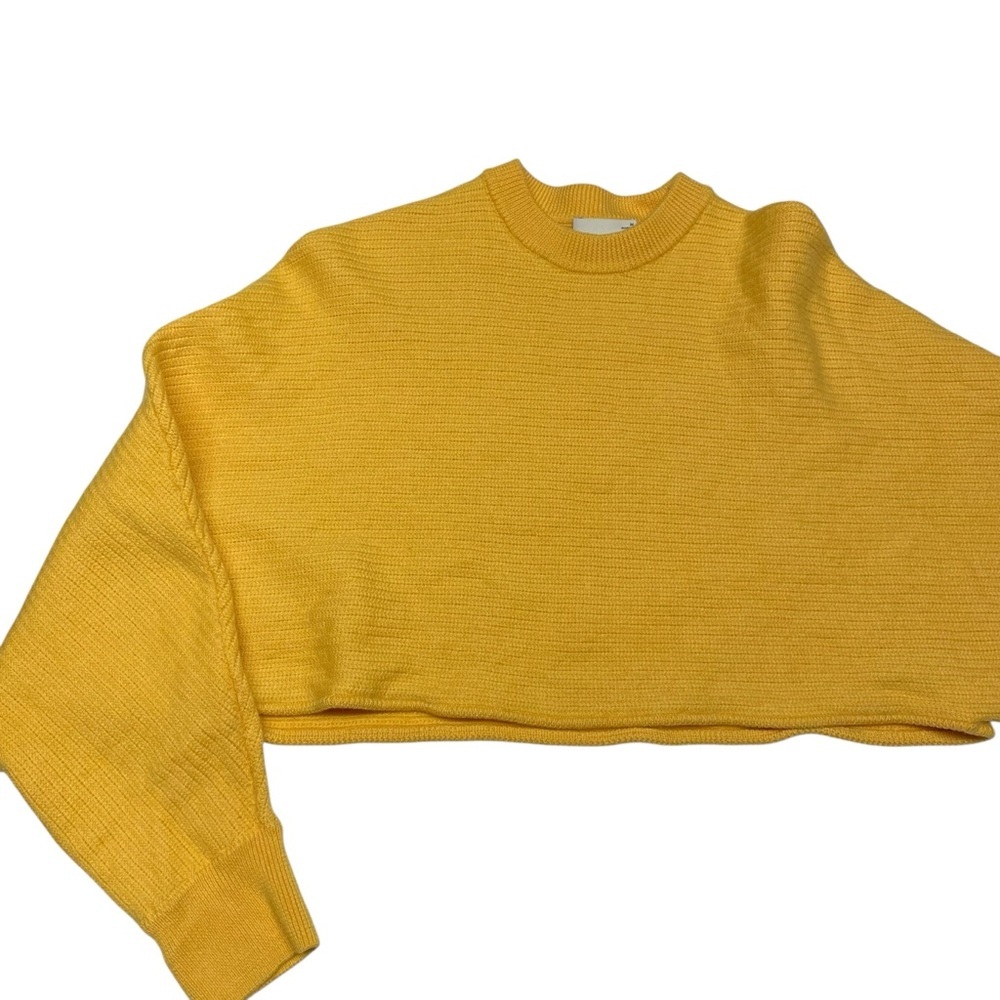 Aritzia Wilfred Free Lolan Cropped Sweater Wool Knit Butter Yellow Size M - Picture 7 of 11